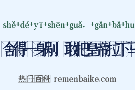 舍得一身剐，敢把皇帝拉下马是什么意思的图片